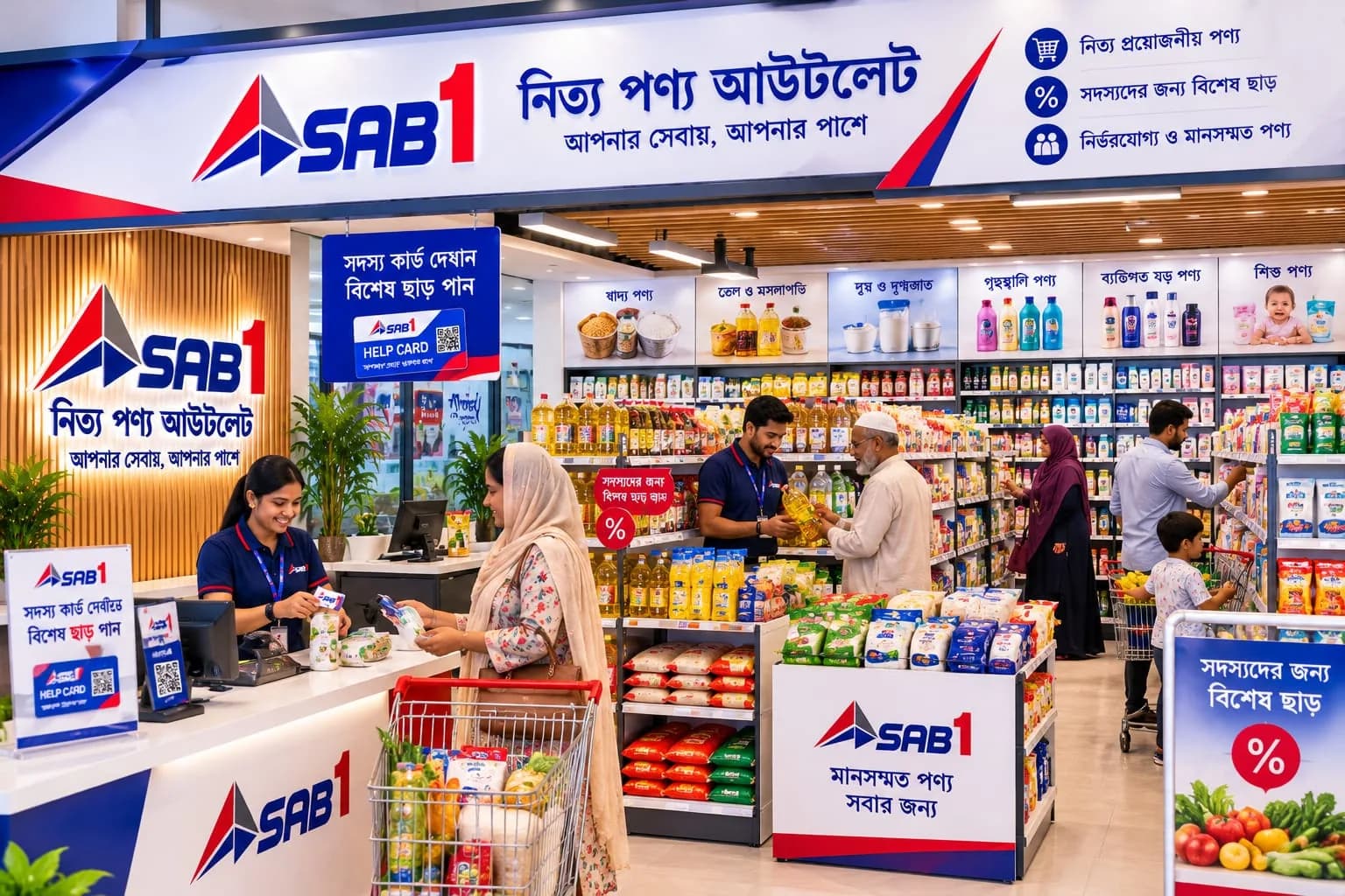The SAB ONE daily essentials outlet, where members get a discount at the counter.