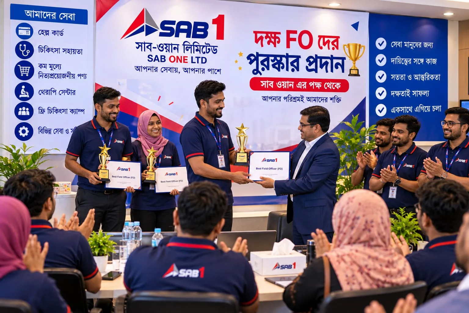 Field officers receiving awards for their work at a SAB ONE ceremony.